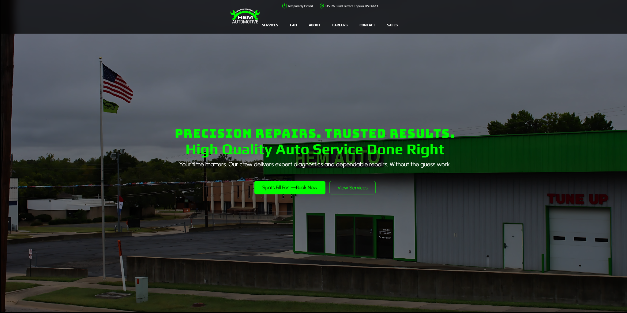 HEM Automotive homepage screenshot